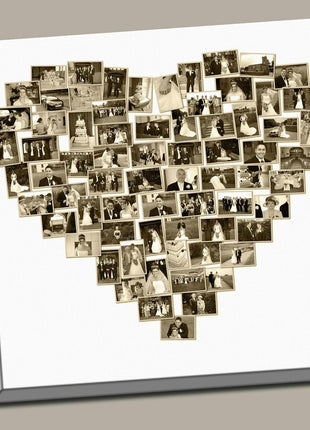 Personalised Heart Photo Collage Canvas Print | Box Framed Special Wedding Gift