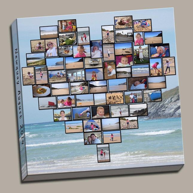 Personalised Heart Photo Collage Canvas Print | Box Framed Special Wedding Gift