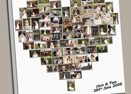 Personalised Heart Photo Collage Canvas Print | Box Framed Special Wedding Gift
