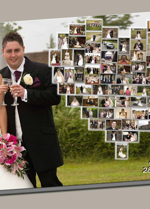 Personalised Heart Photo Collage Canvas Print | Box Framed Special Wedding Gift