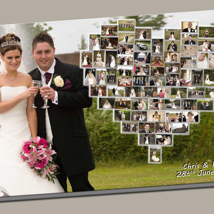 Personalised Heart Photo Collage Canvas Print | Box Framed Special Wedding Gift