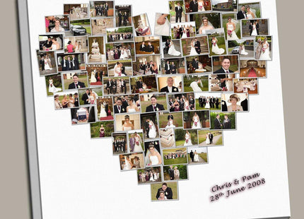 Personalised Heart Photo Collage Canvas Print | Box Framed Special Wedding Gift