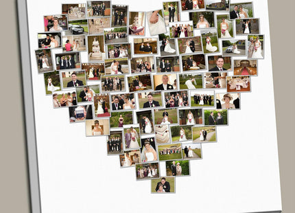 Personalised Heart Photo Collage Canvas Print | Box Framed Special Wedding Gift