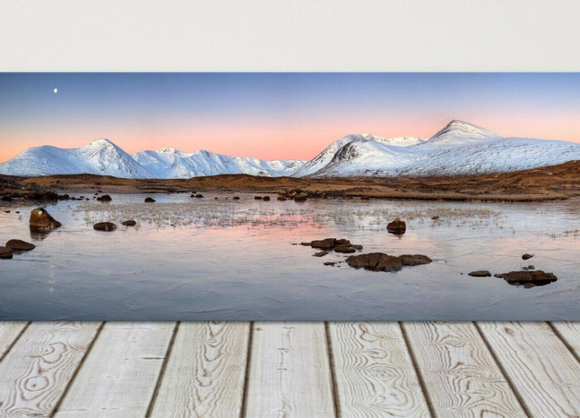 Rannoch moor scotland lochain sunrise snow mountains canvas picture print framed