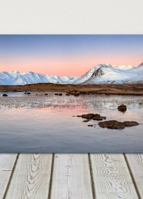 Rannoch moor scotland lochain sunrise snow mountains canvas picture print framed