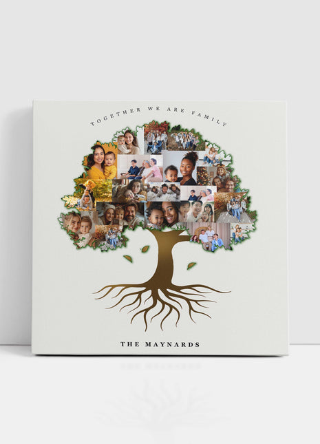 Clone of test family tree collage canvas picture print Tree shape wall art family gift
