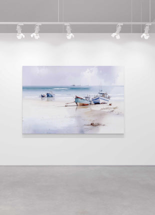 coastal art work framed canvas picture print beach hut painting, set available