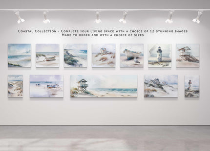 coastal art work framed canvas picture print beach house painting, set available