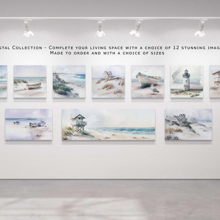 coastal art work framed canvas picture print beach house painting, set available