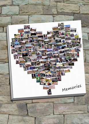 Wedding day love heart canvas print bespoke design collage using your pictures