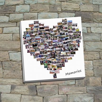 Wedding day love heart canvas print bespoke design collage using your pictures