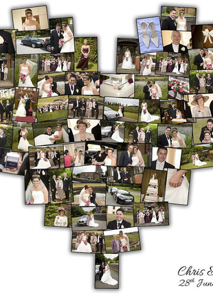 Wedding day love heart canvas print bespoke design collage using your pictures