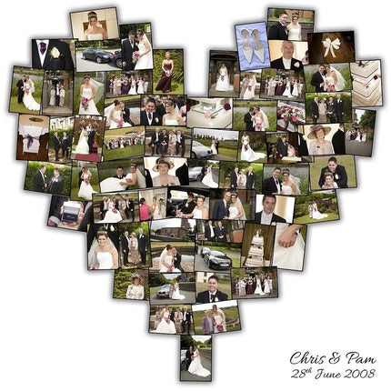 Wedding day love heart canvas print bespoke design collage using your pictures