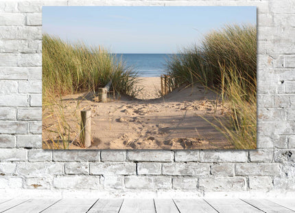 Beach scene canvas print sand reeds sea picture perfect gift