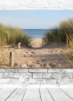 Beach scene canvas print sand reeds sea picture perfect gift