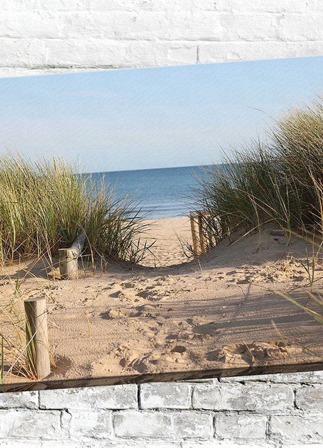 Beach scene canvas print sand reeds sea picture perfect gift