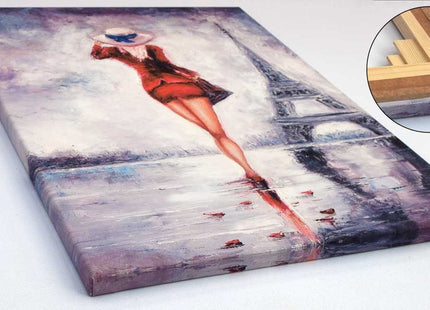 Paris. Woman near Eifell Tower Painting, printed and finished as a canvas print