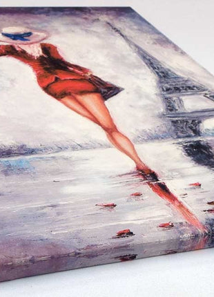 Paris. Woman near Eifell Tower Painting, printed and finished as a canvas print