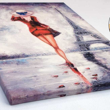 Paris. Woman near Eifell Tower Painting, printed and finished as a canvas print