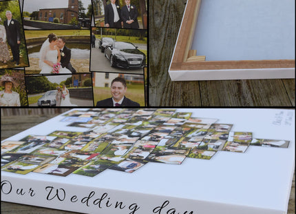 Wedding day love heart canvas print bespoke design collage using your pictures