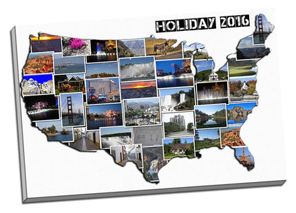 Australia, canvas print. Bespoke collage. Any country shape available for design