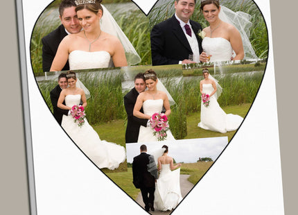 Wedding day love heart canvas print bespoke design collage using your pictures