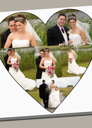 Wedding day love heart canvas print bespoke design collage using your pictures