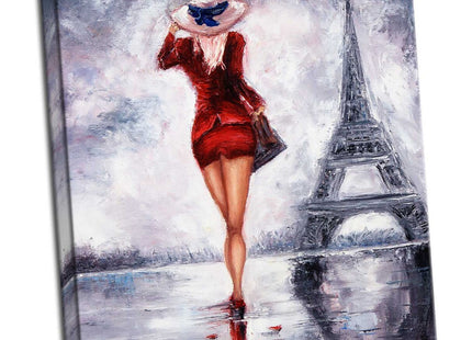 Paris. Woman near Eifell Tower Painting, printed and finished as a canvas print