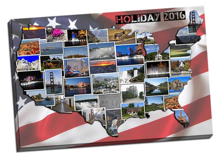 Australia, canvas print. Bespoke collage. Any country shape available for design