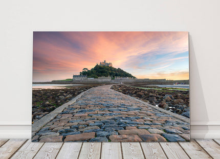 St Michaels Mount with stunning sunset canvas picture print landscape cornwall