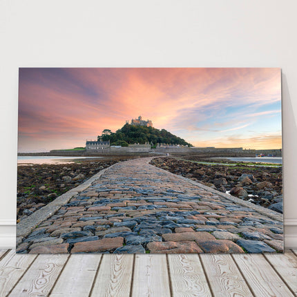 St Michaels Mount with stunning sunset canvas picture print landscape cornwall