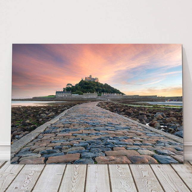 St Michaels Mount with stunning sunset canvas picture print landscape cornwall