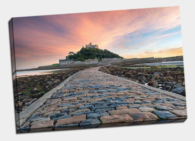 St Michaels Mount with stunning sunset canvas picture print landscape cornwall