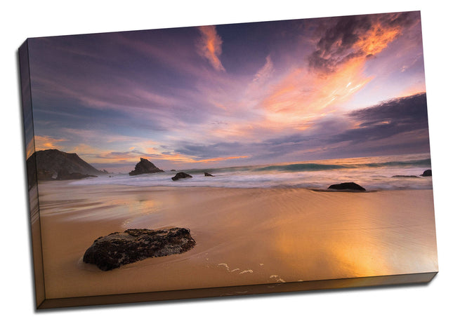 Adraga beach at sunset Canvas picture print beach scene landscape