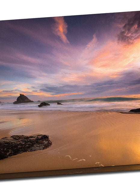 Adraga beach at sunset Canvas picture print beach scene landscape