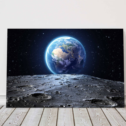 Earth and the moon Canvas picture print space view