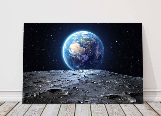 Earth and the moon Canvas picture print space view