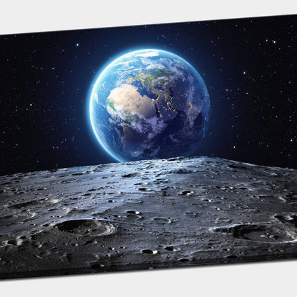 Earth and the moon Canvas picture print space view