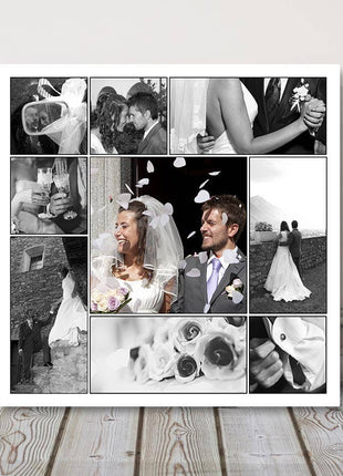 Photo collage canvas picture print. Wedding, holiday, baby, family or gift.