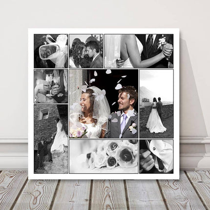 Photo collage canvas picture print. Wedding, holiday, baby, family or gift.