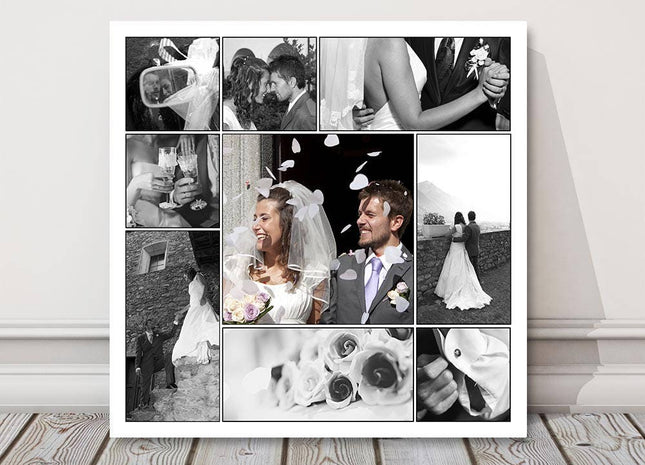 Photo collage canvas picture print. Wedding, holiday, baby, family or gift.
