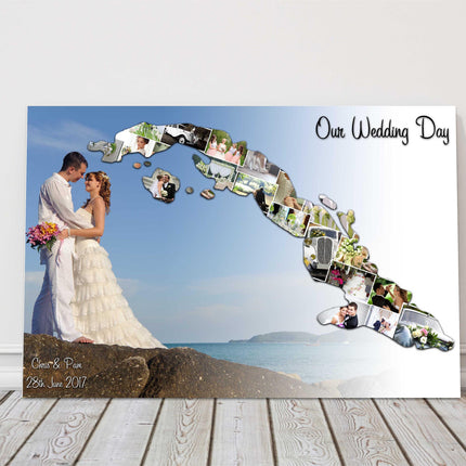 Personalised photo collage. Wedding, birthdays, new born babies holidays.