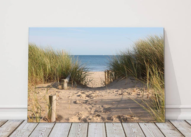 Beach scene canvas print sand reeds sea picture perfect gift