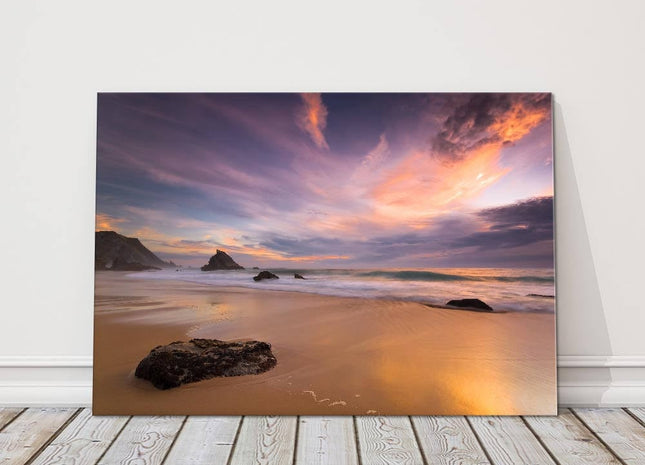 Adraga beach at sunset Canvas picture print beach scene landscape