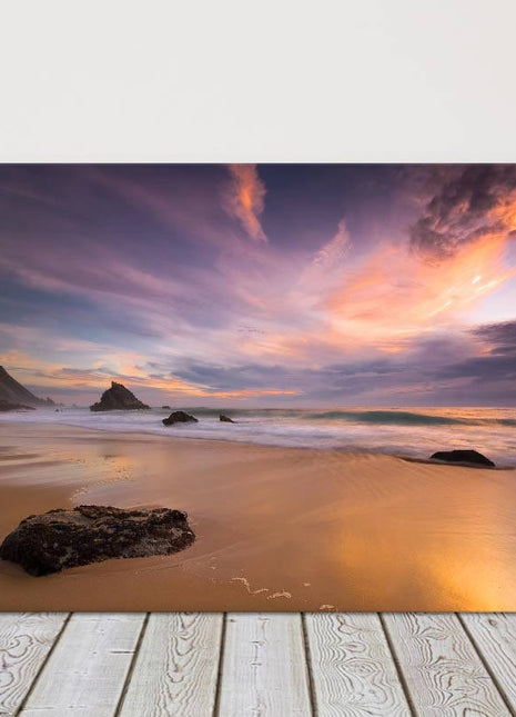 Adraga beach at sunset Canvas picture print beach scene landscape