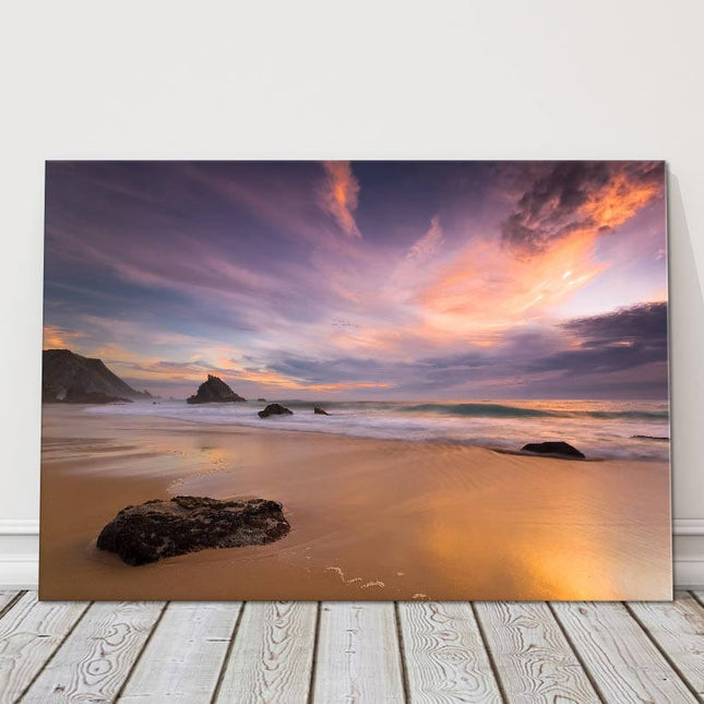 Adraga beach at sunset Canvas picture print beach scene landscape