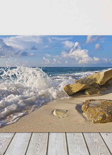 Waves splashing on beach Canvas Print Wall sunny day bright vibrant seascape