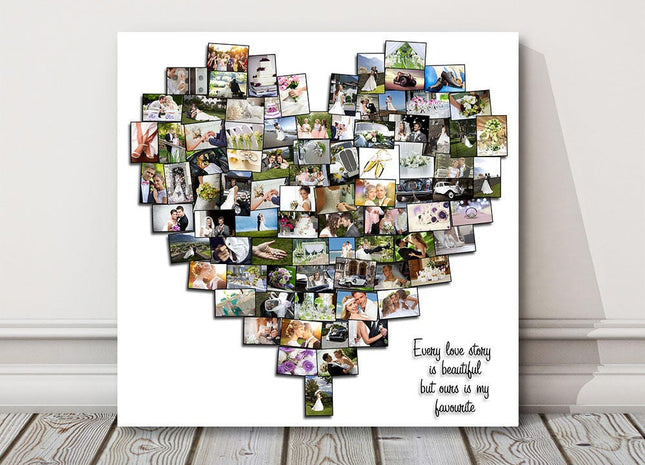 heart shape canvas picture print my photos in a heart with black background