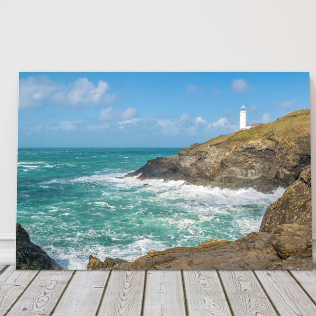 Trevose head lighthouse, Cornwall. Canvas picture Print