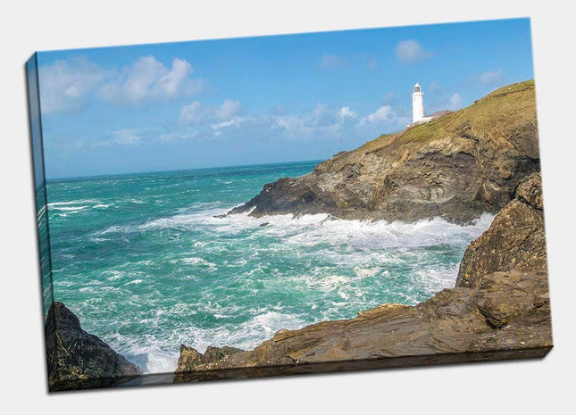 Trevose head lighthouse, Cornwall. Canvas picture Print